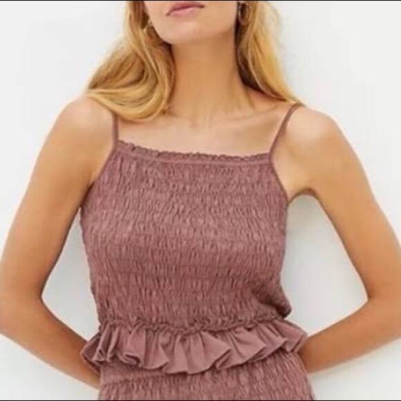 NEW Anthropologie 2 Piece Forever That Girl Smocked Ruffle Skirt Set Brown sz S - Picture 7 of 8